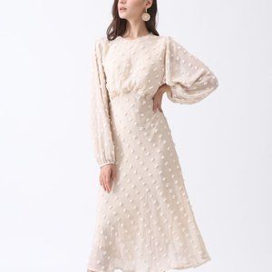 NWT - Textured Polka Dot Midi Dress in Cream
